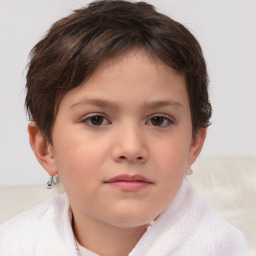 Neutral white child female with short  brown hair and brown eyes