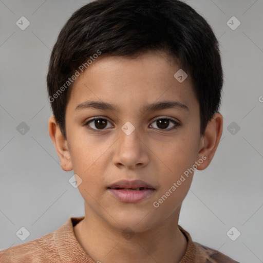 Neutral white child male with short  brown hair and brown eyes