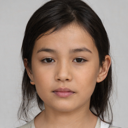 Neutral asian young-adult female with medium  brown hair and brown eyes