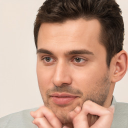 Neutral white adult male with short  brown hair and brown eyes