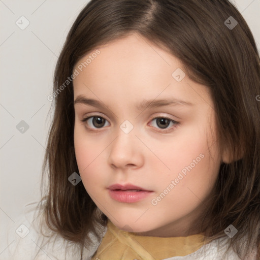 Neutral white child female with medium  brown hair and brown eyes