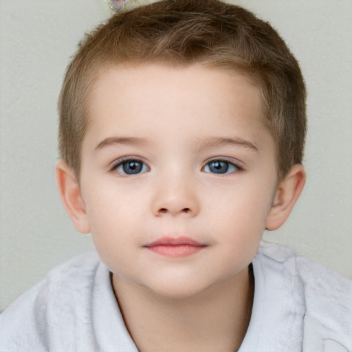 Neutral white child male with short  brown hair and brown eyes