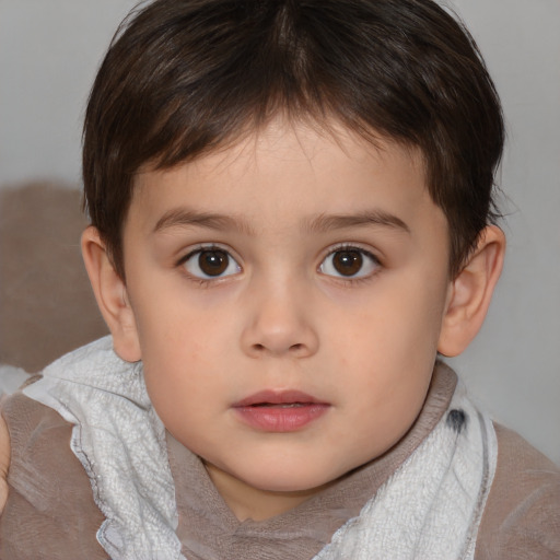 Neutral white child male with medium  brown hair and brown eyes