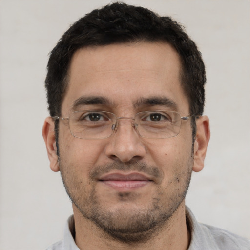Neutral white adult male with short  brown hair and brown eyes