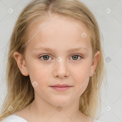 Neutral white child female with medium  brown hair and brown eyes