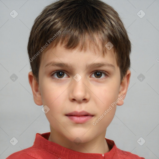 Neutral white child male with short  brown hair and brown eyes