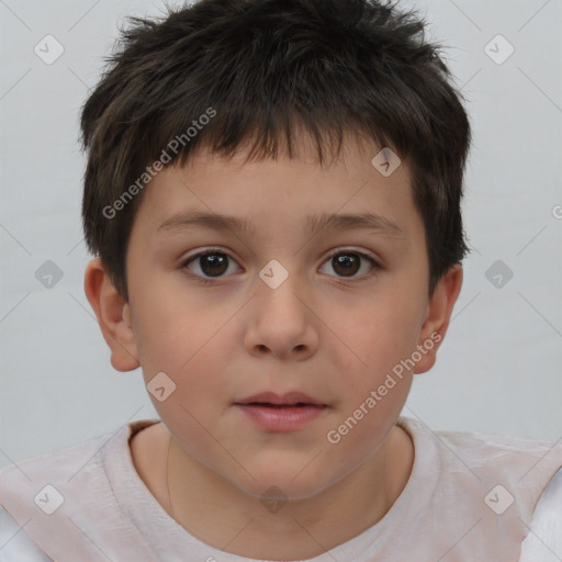 Neutral white child male with short  brown hair and brown eyes