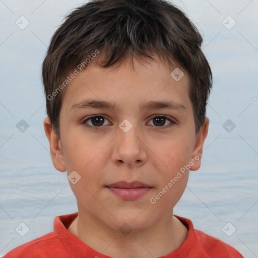 Neutral white child male with short  brown hair and brown eyes