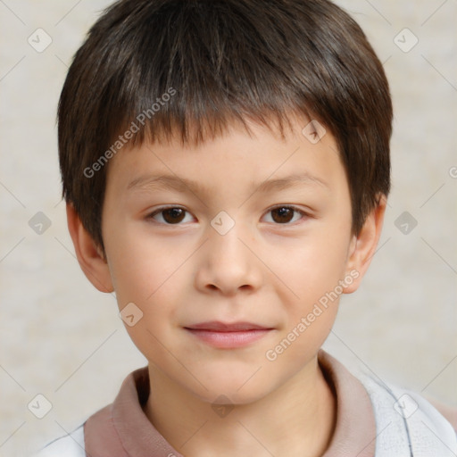 Neutral white child male with short  brown hair and brown eyes