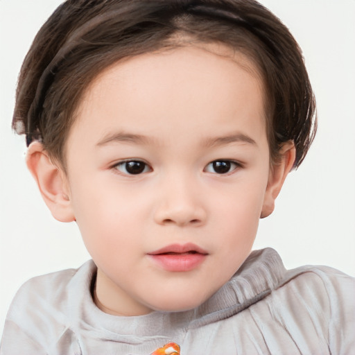 Neutral white child female with short  brown hair and brown eyes