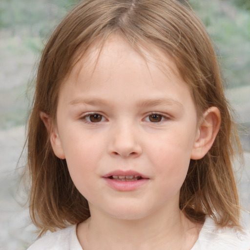 Neutral white child female with medium  brown hair and brown eyes