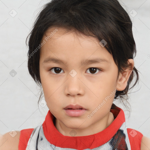 Neutral white child female with short  brown hair and brown eyes