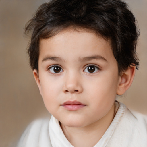 Neutral white child male with short  brown hair and brown eyes