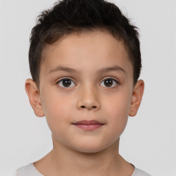 Neutral white child male with short  brown hair and brown eyes