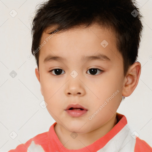 Neutral white child male with short  brown hair and brown eyes