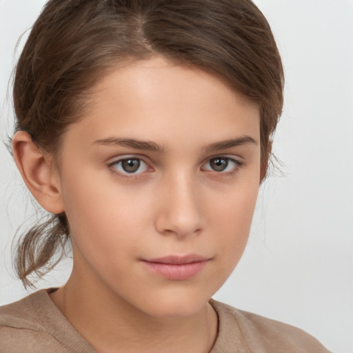 Neutral white child female with medium  brown hair and brown eyes