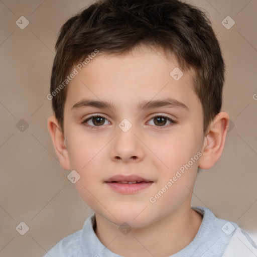 Neutral white child male with short  brown hair and brown eyes