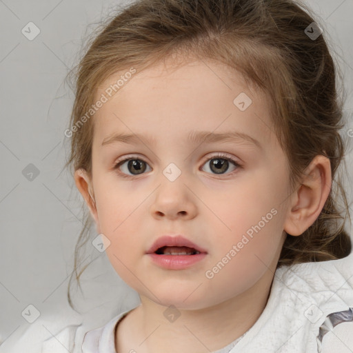 Neutral white child female with medium  brown hair and brown eyes