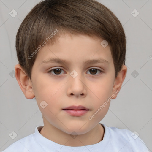 Neutral white child male with short  brown hair and brown eyes