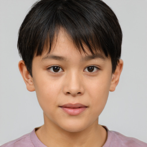 Neutral white child male with short  brown hair and brown eyes