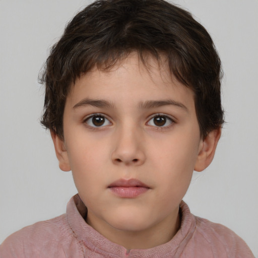 Neutral white child male with short  brown hair and brown eyes