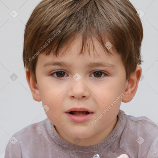 Neutral white child male with short  brown hair and brown eyes