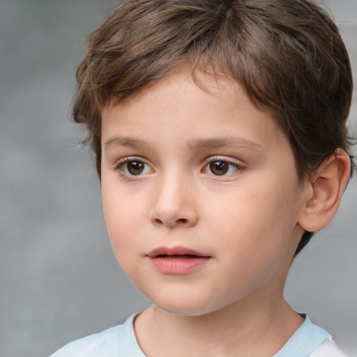 Neutral white child male with short  brown hair and brown eyes