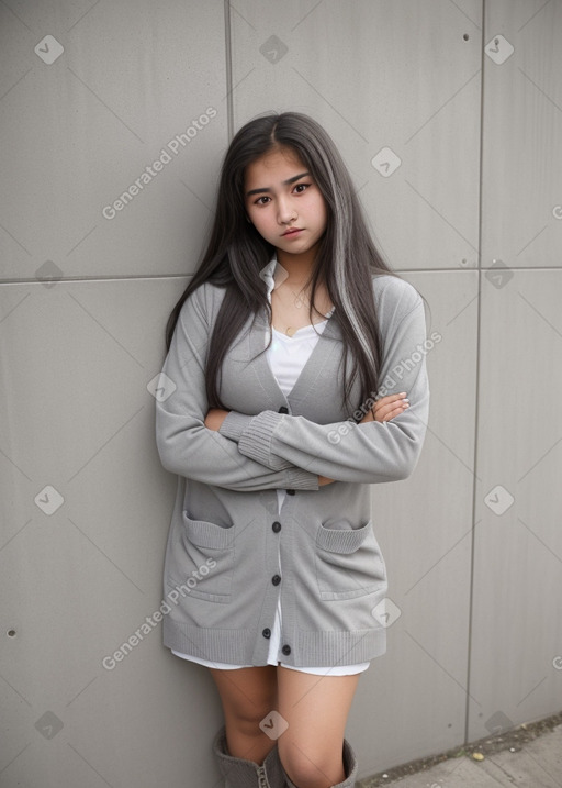 Uzbek teenager girl with  gray hair