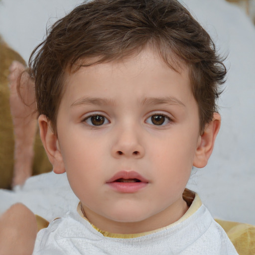Neutral white child female with short  brown hair and brown eyes