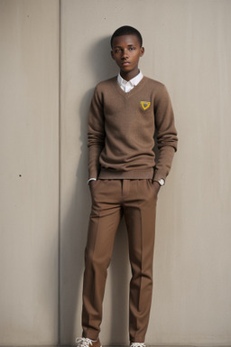 Tanzanian teenager boy with  brown hair