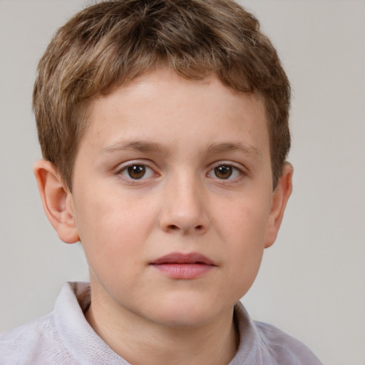 Neutral white child male with short  brown hair and brown eyes