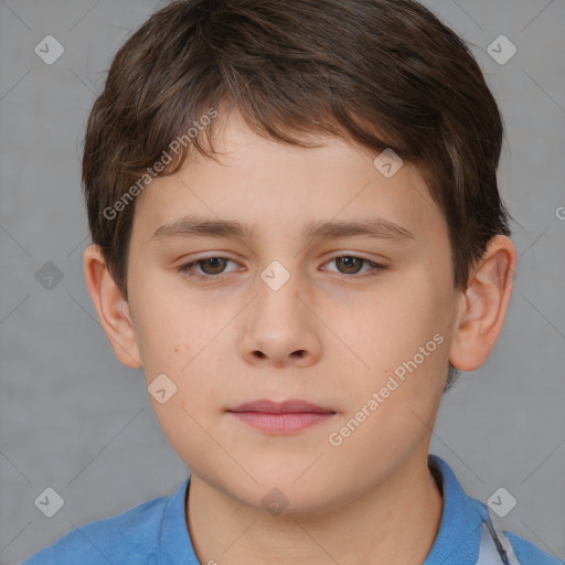 Neutral white child male with short  brown hair and brown eyes