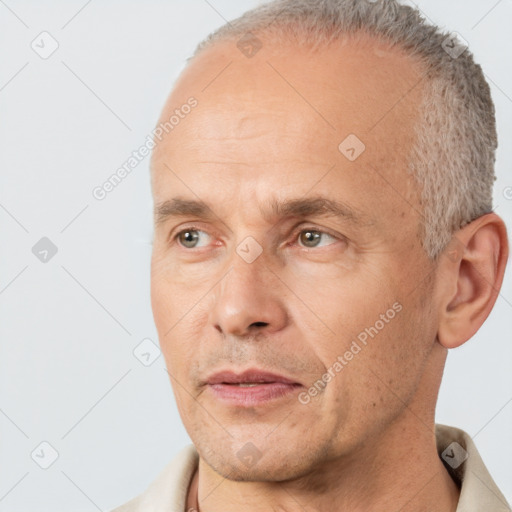 Neutral white adult male with short  brown hair and brown eyes