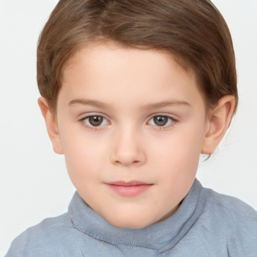 Neutral white child female with short  brown hair and brown eyes