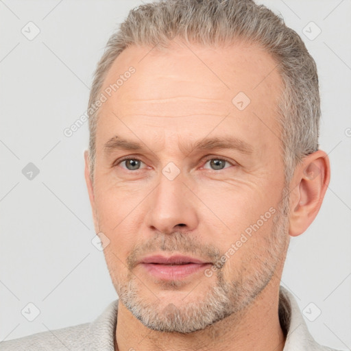 Neutral white adult male with short  brown hair and brown eyes