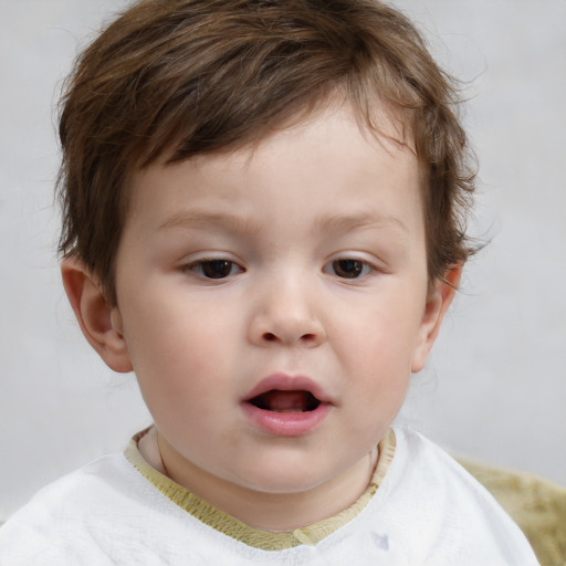 Neutral white child male with short  brown hair and brown eyes