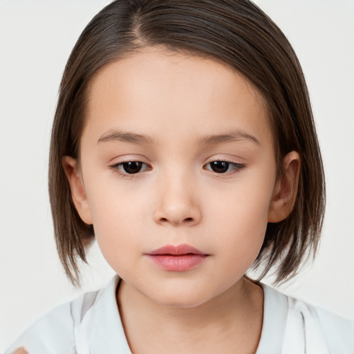 Neutral white child female with medium  brown hair and brown eyes