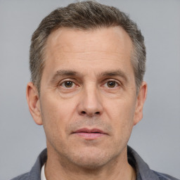 Neutral white adult male with short  brown hair and brown eyes