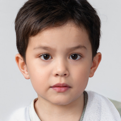 Neutral white child male with short  brown hair and brown eyes