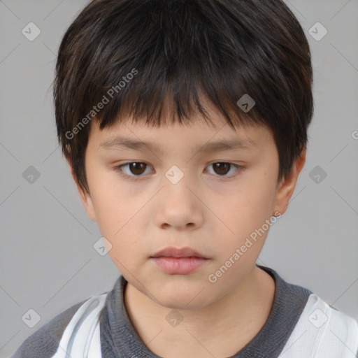 Neutral white child male with short  brown hair and brown eyes
