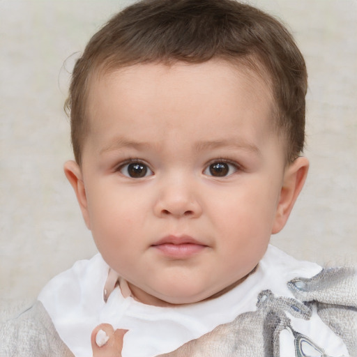 Neutral white child male with short  brown hair and brown eyes