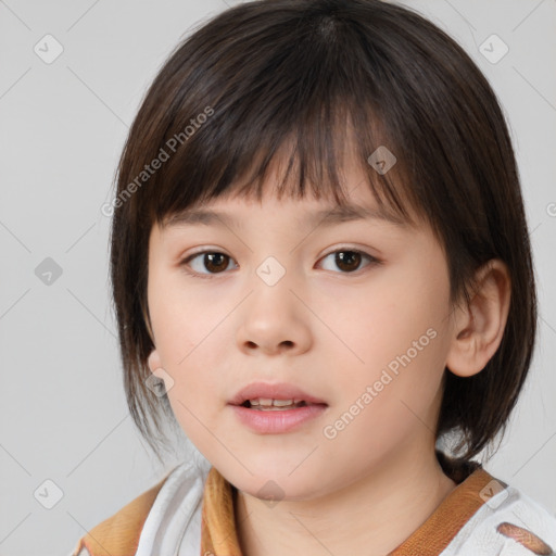 Neutral white child female with medium  brown hair and brown eyes