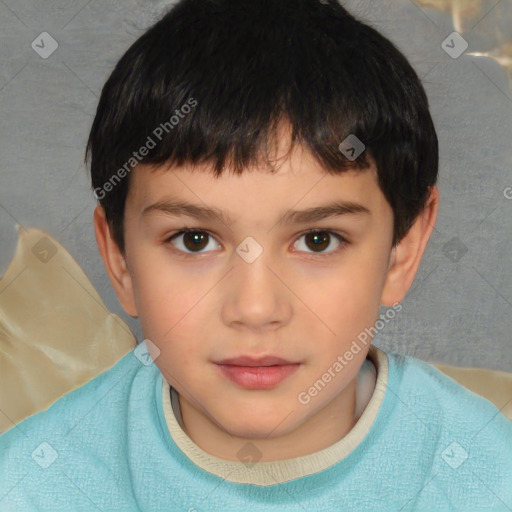 Neutral white child female with short  brown hair and brown eyes