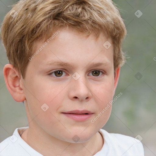 Neutral white child male with short  brown hair and brown eyes