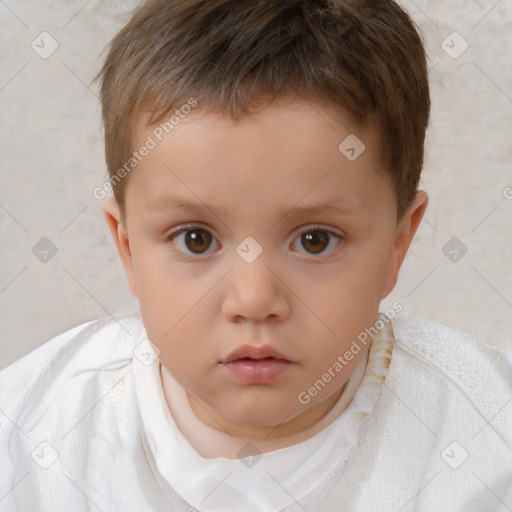 Neutral white child male with short  brown hair and brown eyes