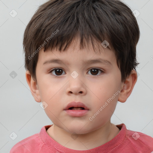 Neutral white child male with short  brown hair and brown eyes