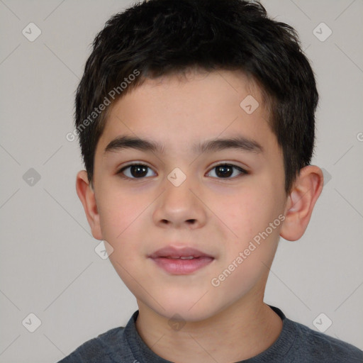 Neutral white child male with short  brown hair and brown eyes