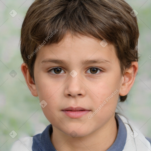 Neutral white child male with short  brown hair and brown eyes