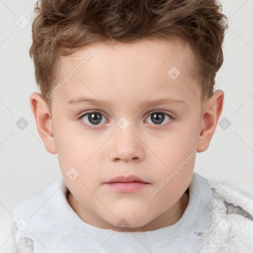 Neutral white child male with short  brown hair and brown eyes