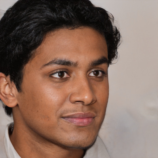 Neutral black young-adult male with short  brown hair and brown eyes